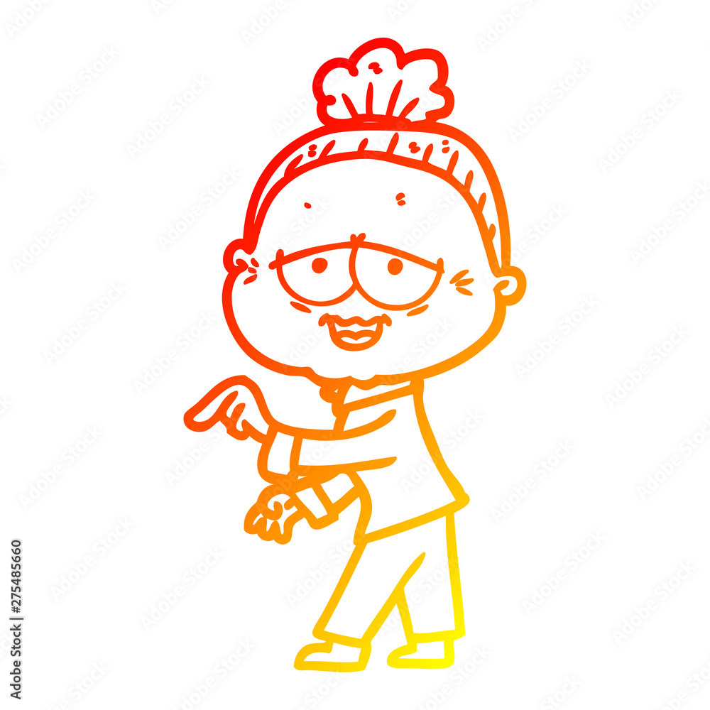 warm gradient line drawing cartoon happy old lady warm gradient line drawing cartoon happy old lady