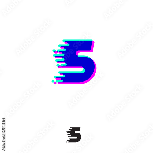 S monogram with stereo effect. S letter with movement and shift. Dynamic logo. Velocity or delivery icon.