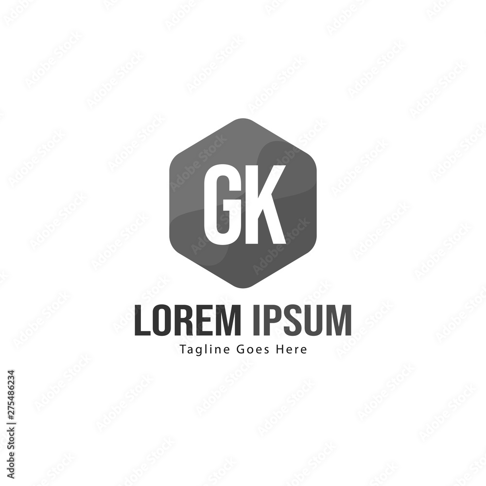 Initial GK logo template with modern frame. Minimalist GK letter logo vector illustration