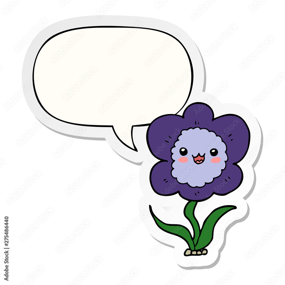 cartoon flower and speech bubble sticker cartoon flower and speech bubble sticker