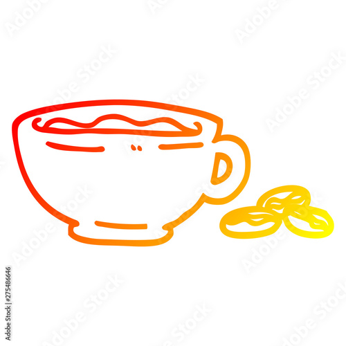 warm gradient line drawing cartoon espresso cup