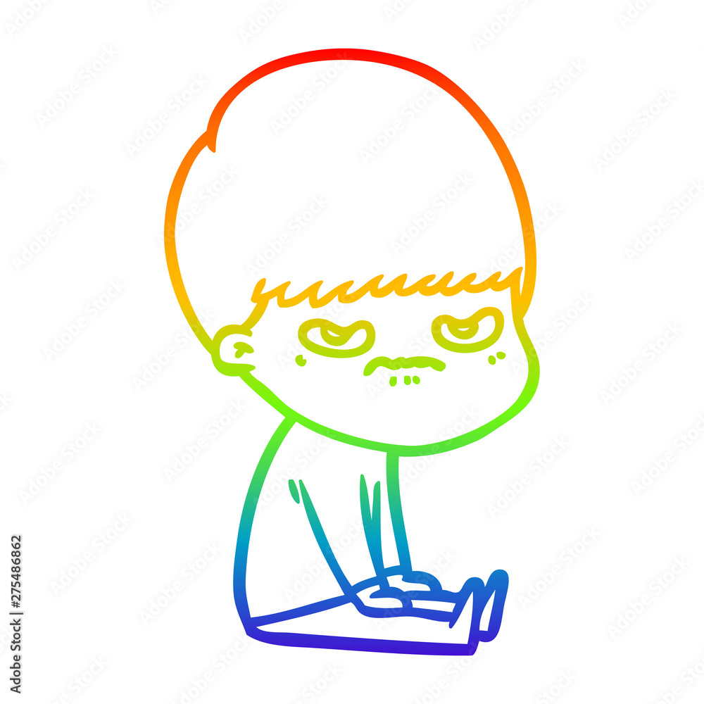 rainbow gradient line drawing cartoon boy rainbow gradient line drawing cartoon boy