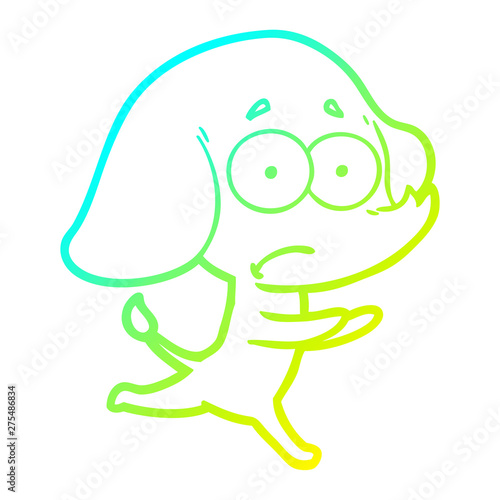 cold gradient line drawing cartoon unsure elephant running away
