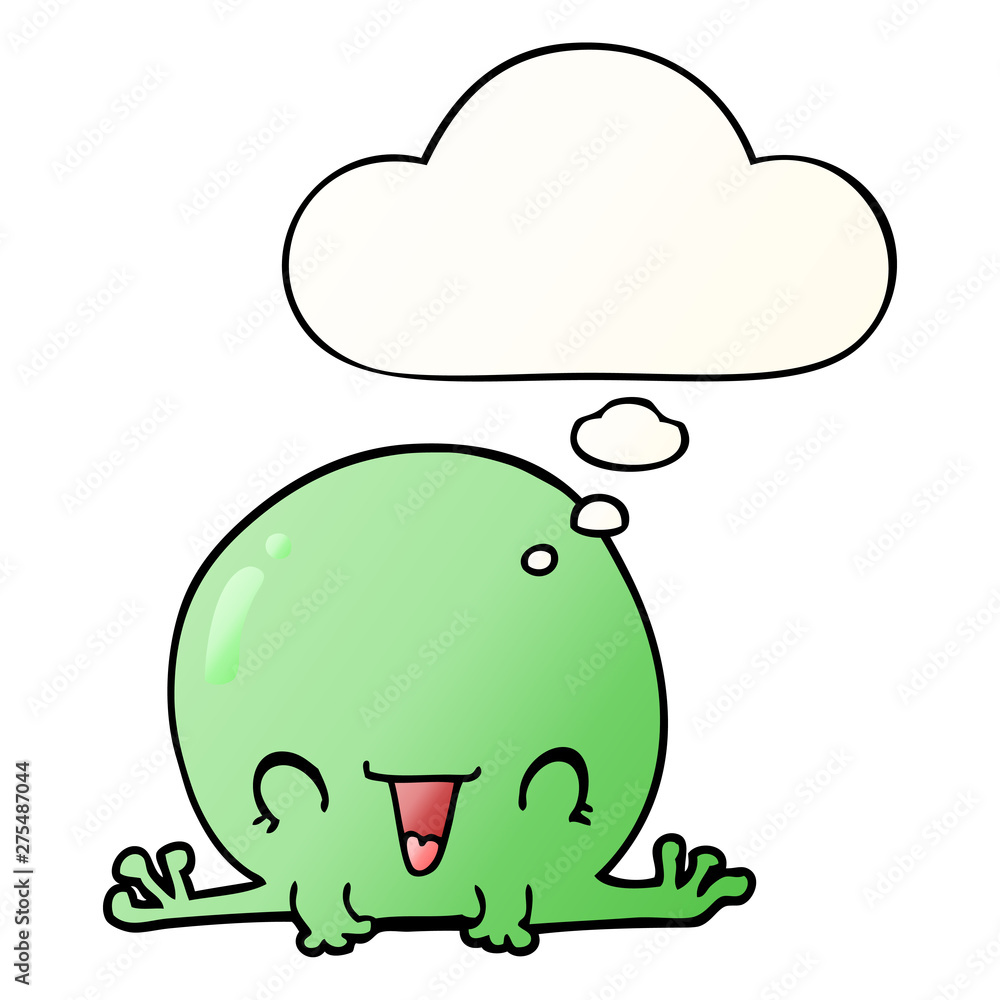 cartoon frog and thought bubble in smooth gradient style cartoon frog and thought bubble in smooth gradient style