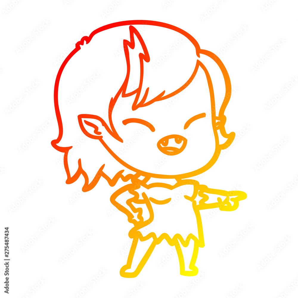 warm gradient line drawing cartoon vampire girl pointing and laughing warm gradient line drawing cartoon vampire girl pointing and laughing
