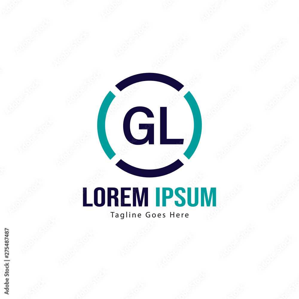 Initial GL logo template with modern frame. Minimalist GL letter logo vector illustration