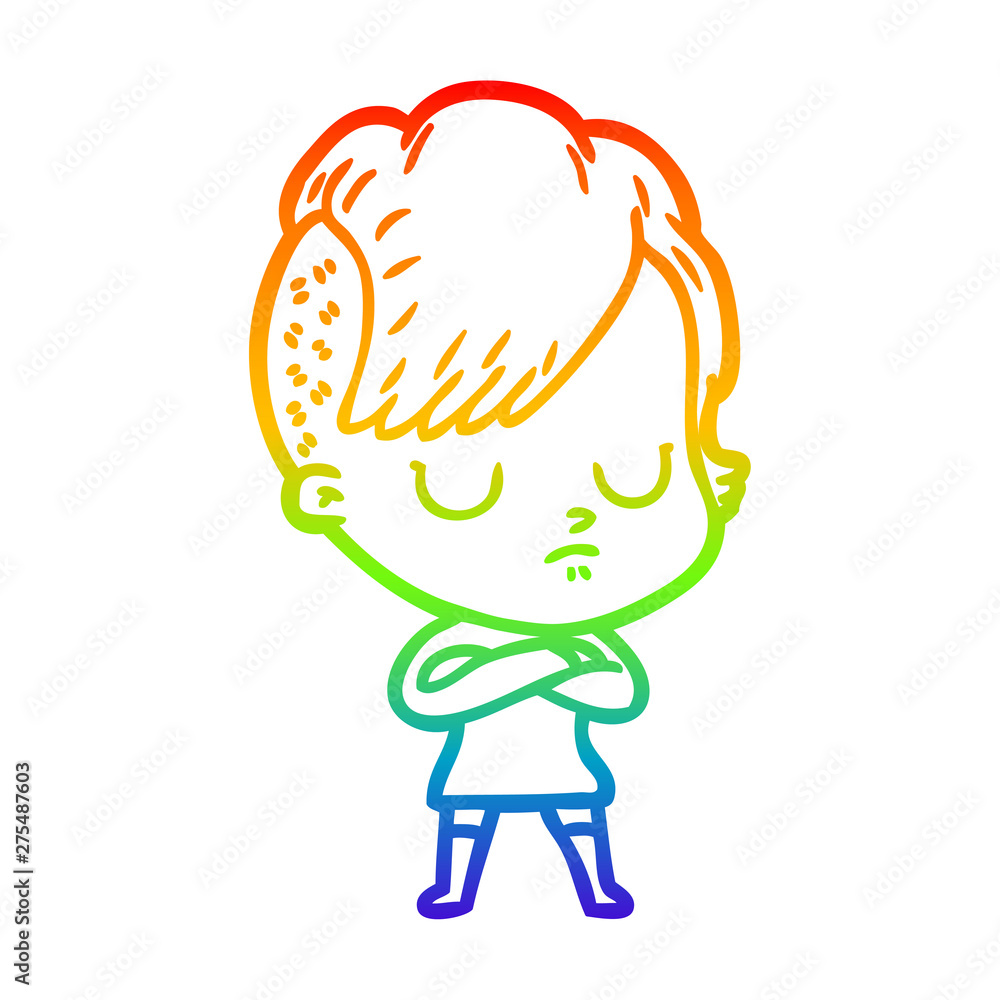 rainbow gradient line drawing cartoon woman rainbow gradient line drawing cartoon woman