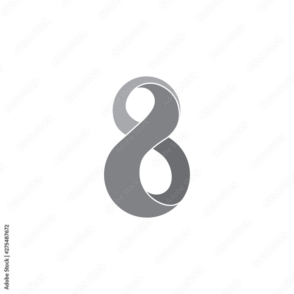 abstract number 8 3d ribbon logo vector abstract number 8 3d ribbon logo vector