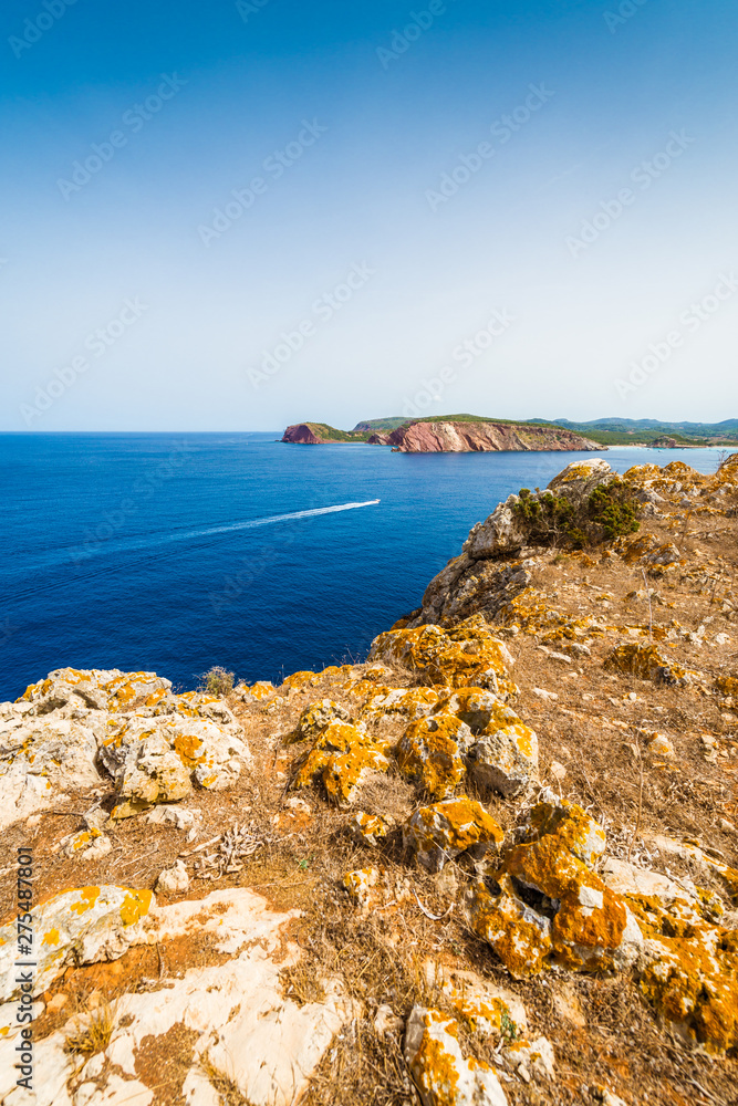 Fototapeta premium Red Peak and Iron Cape in Minorca, Spain.