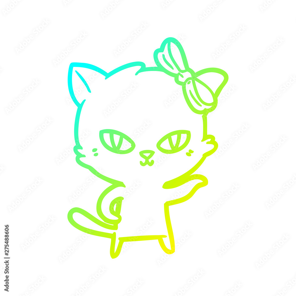 cold gradient line drawing cute cartoon cat cold gradient line drawing cute cartoon cat