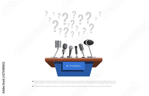 press conference urgent news vector illustration in flat style