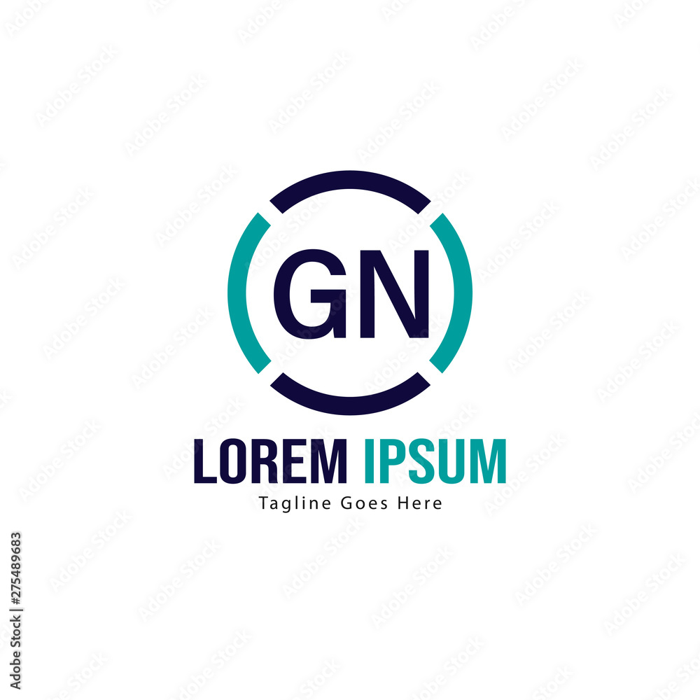 Initial GN logo template with modern frame. Minimalist GN letter logo vector illustration Initial GN logo template with modern frame. Minimalist GN letter logo vector illustration