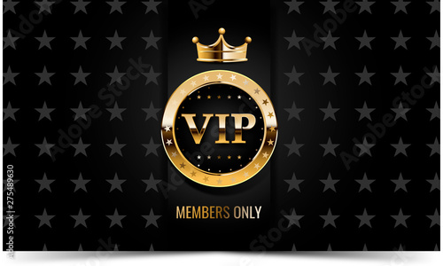Premium VIP banner with gold elements and crown