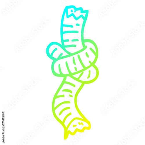 cold gradient line drawing cartoon tied rope