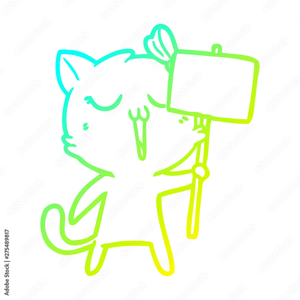 cold gradient line drawing cartoon cat cold gradient line drawing cartoon cat