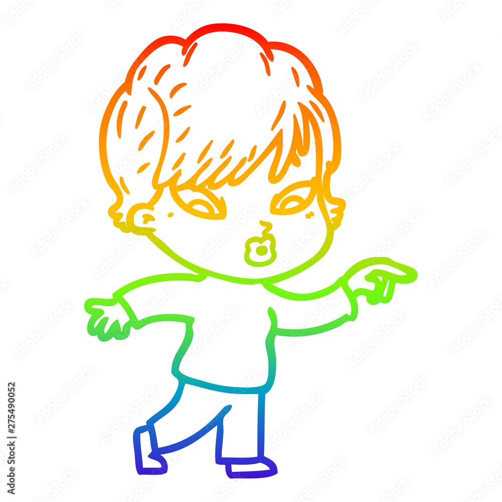 rainbow gradient line drawing cartoon woman rainbow gradient line drawing cartoon woman