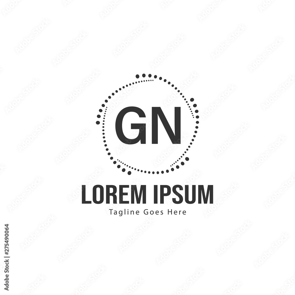 Initial GN logo template with modern frame. Minimalist GN letter logo vector illustration