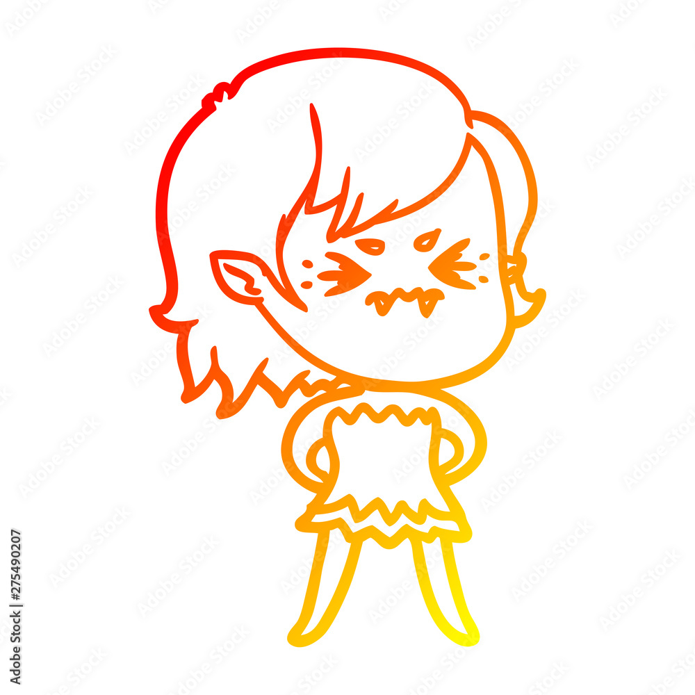 warm gradient line drawing annoyed cartoon vampire girl warm gradient line drawing annoyed cartoon vampire girl