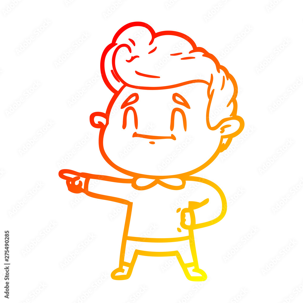 warm gradient line drawing happy cartoon man pointing warm gradient line drawing happy cartoon man pointing
