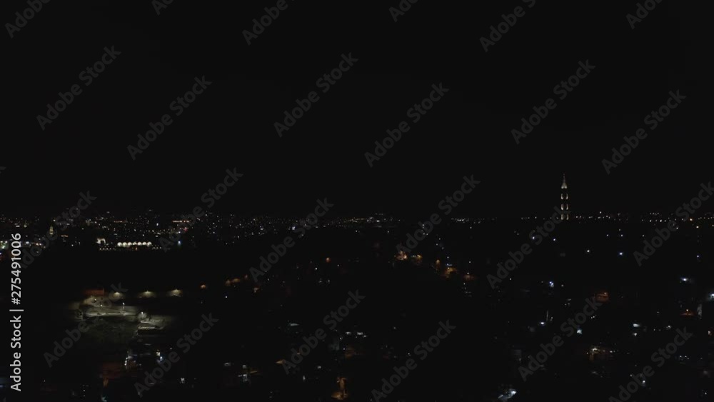 night drone shot of Jerusalem. Aerial view of the illuminated streets in the mediterranean metropolis night drone shot of Jerusalem. Aerial view of the illuminated streets in the mediterranean metropolis