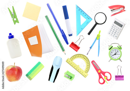 School objects,office supplies and accessories isolated set.