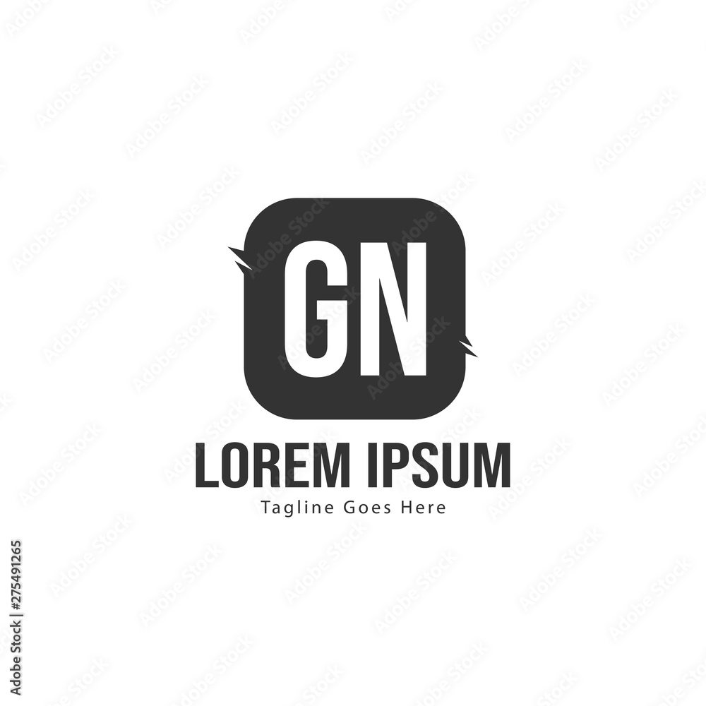 Initial GN logo template with modern frame. Minimalist GN letter logo vector illustration