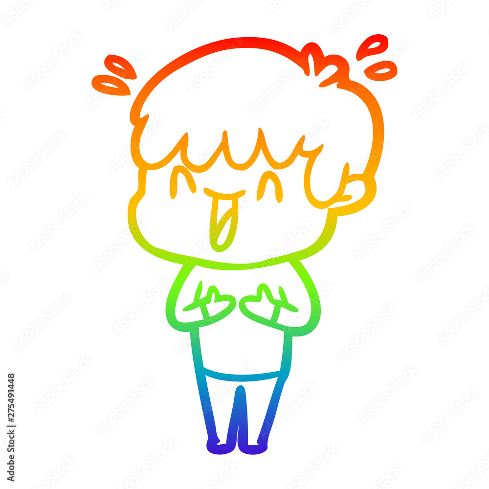 rainbow gradient line drawing cartoon laughing boy rainbow gradient line drawing cartoon laughing boy