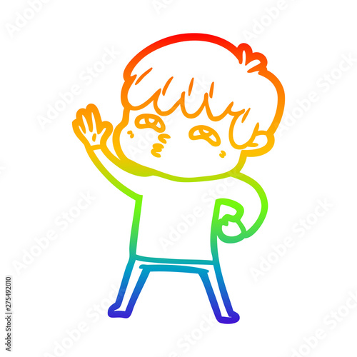 rainbow gradient line drawing cartoon curious man
