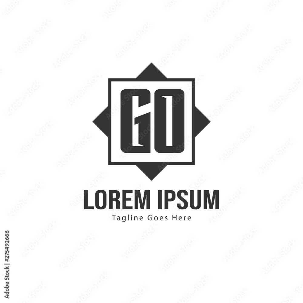Fototapeta premium Initial GO logo template with modern frame. Minimalist GO letter logo vector illustration