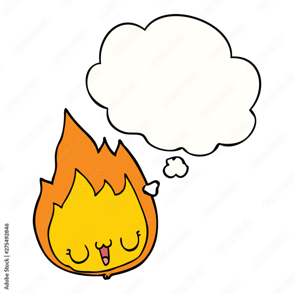 cartoon flame with face and thought bubble cartoon flame with face and thought bubble