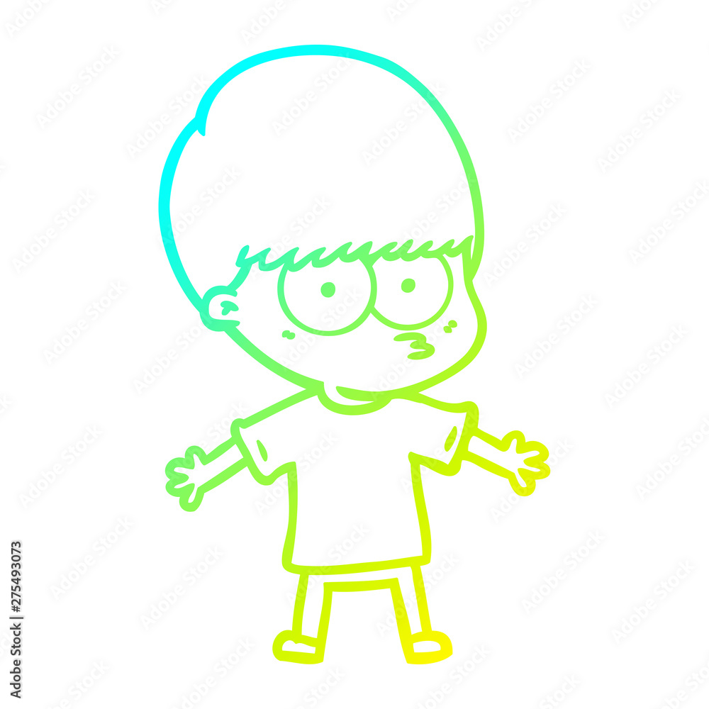 cold gradient line drawing nervous cartoon boy cold gradient line drawing nervous cartoon boy