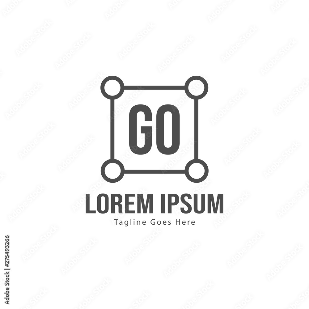 Initial GO logo template with modern frame. Minimalist GO letter logo vector illustration Initial GO logo template with modern frame. Minimalist GO letter logo vector illustration