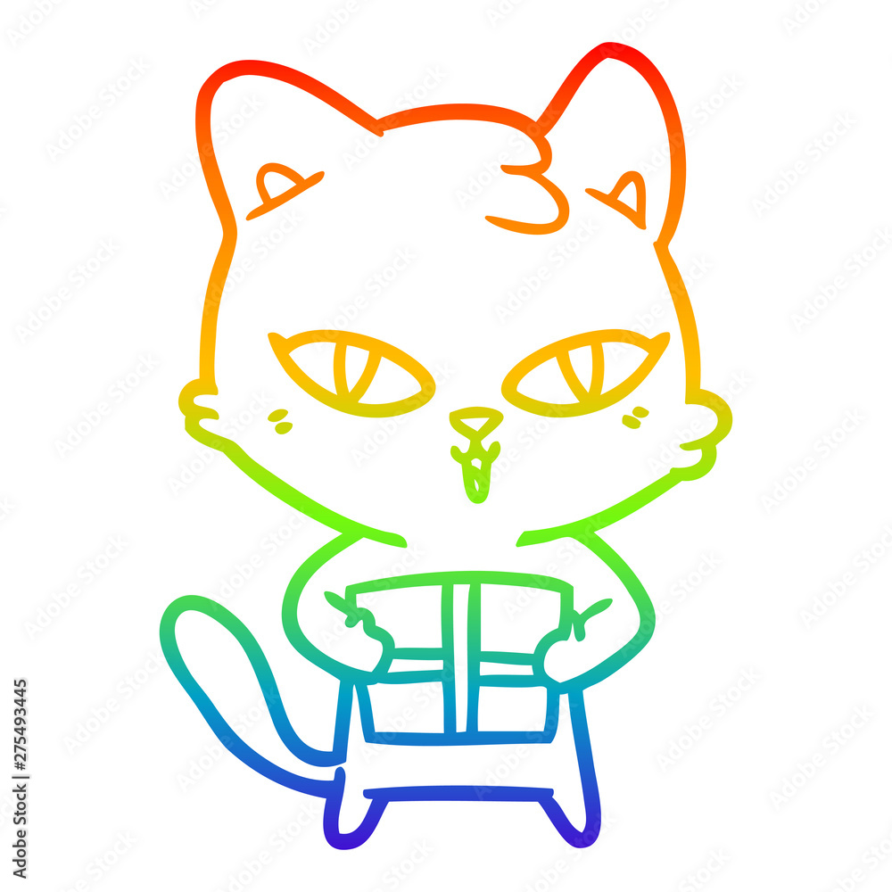 rainbow gradient line drawing cartoon cat rainbow gradient line drawing cartoon cat