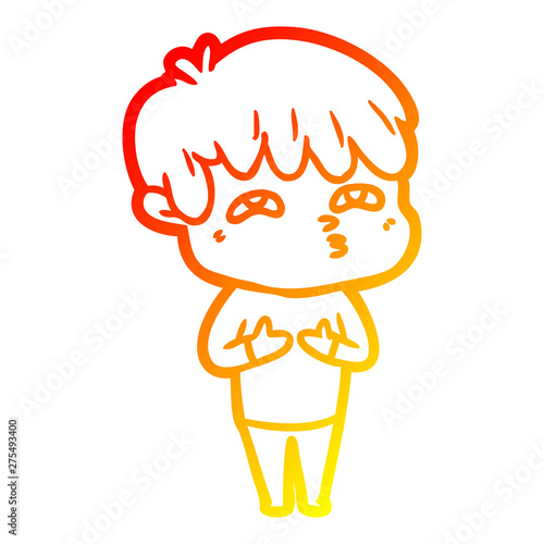 warm gradient line drawing cartoon curious man