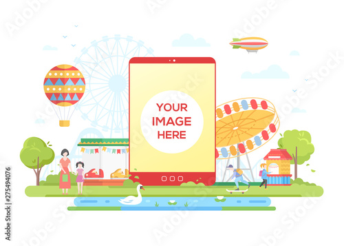 Amusement park - flat design style vector illustration