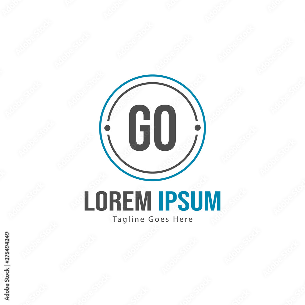 Initial GO logo template with modern frame. Minimalist GO letter logo vector illustration Initial GO logo template with modern frame. Minimalist GO letter logo vector illustration