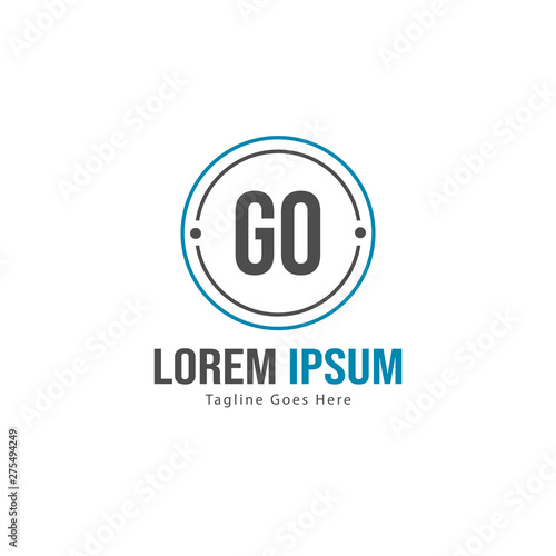 Initial GO logo template with modern frame. Minimalist GO letter logo vector illustration © Robani