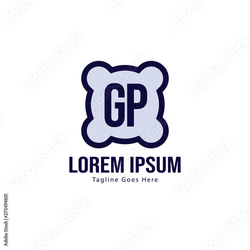 Initial GP logo template with modern frame. Minimalist GP letter logo vector illustration