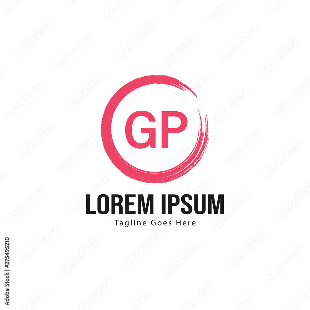 Initial GP logo template with modern frame. Minimalist GP letter logo vector illustration