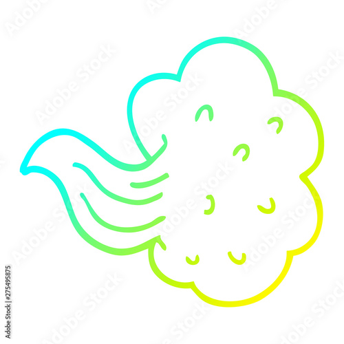 cold gradient line drawing cartoon gust of air