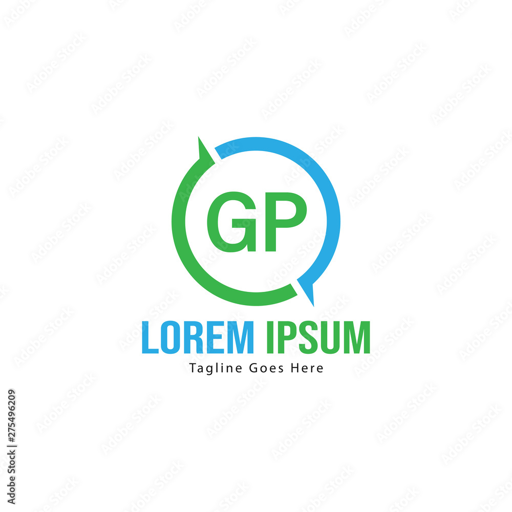 Initial GP logo template with modern frame. Minimalist GP letter logo vector illustration Initial GP logo template with modern frame. Minimalist GP letter logo vector illustration