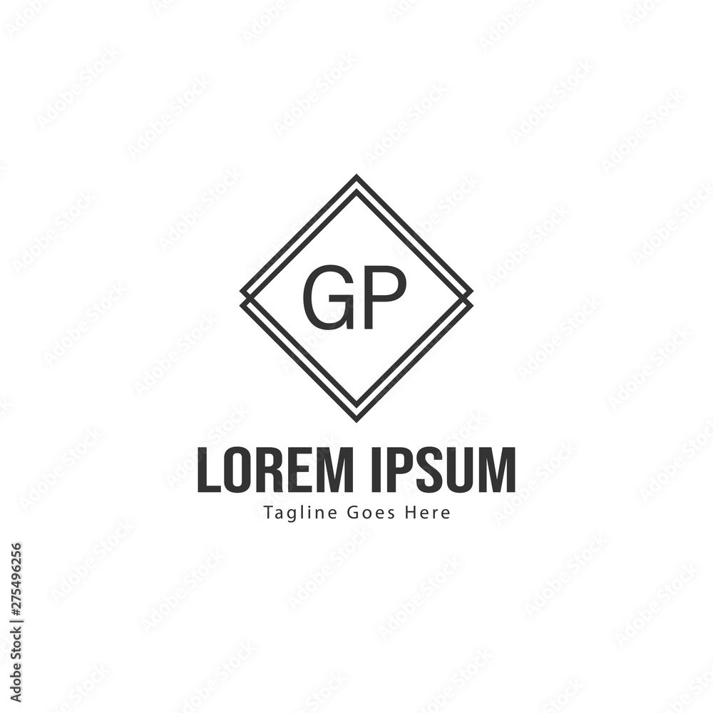 Initial GP logo template with modern frame. Minimalist GP letter logo vector illustration