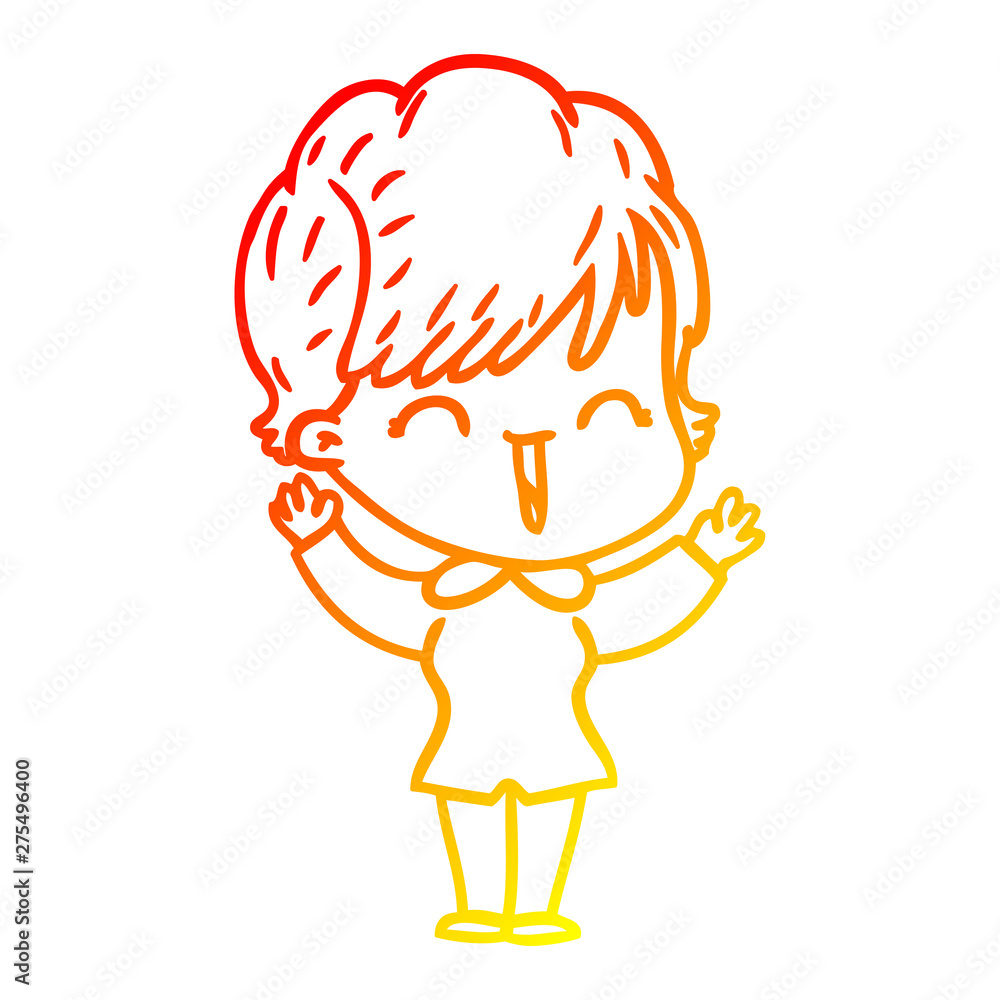 warm gradient line drawing cartoon laughing woman warm gradient line drawing cartoon laughing woman