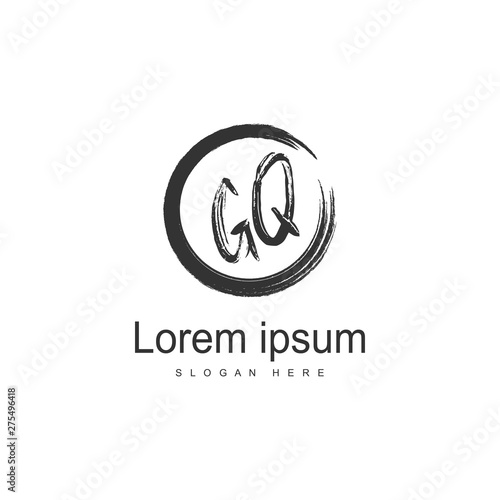 Initial GQ logo template with modern frame. Minimalist GQ letter logo vector illustration