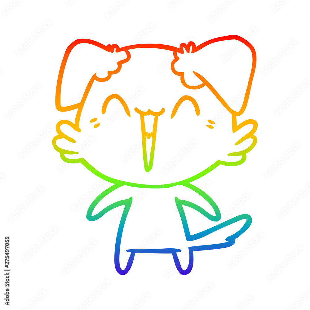 rainbow gradient line drawing happy little dog cartoon rainbow gradient line drawing happy little dog cartoon