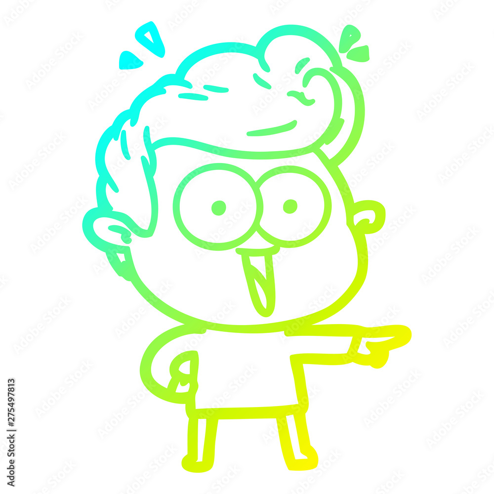 cold gradient line drawing cartoon excited man cold gradient line drawing cartoon excited man