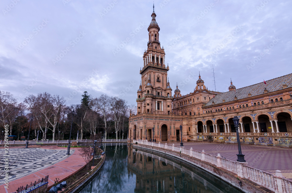 Tourism in the city of Seville, Plaza de España, Triana neighborhood, Rio Guadalquivir ...