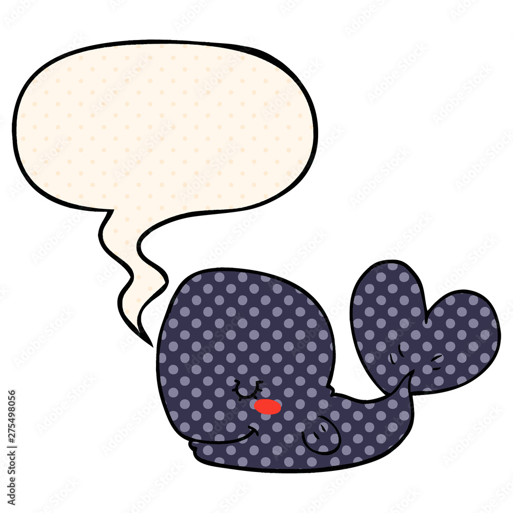 cartoon whale and speech bubble in comic book style cartoon whale and speech bubble in comic book style