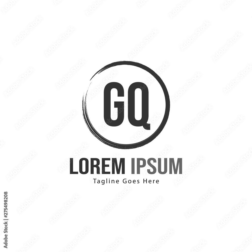 Initial GQ logo template with modern frame. Minimalist GQ letter logo vector illustration