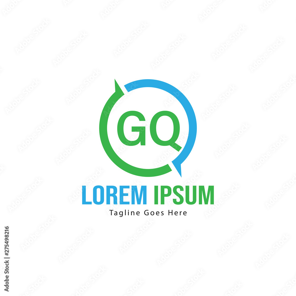 Initial GQ logo template with modern frame. Minimalist GQ letter logo vector illustration Initial GQ logo template with modern frame. Minimalist GQ letter logo vector illustration